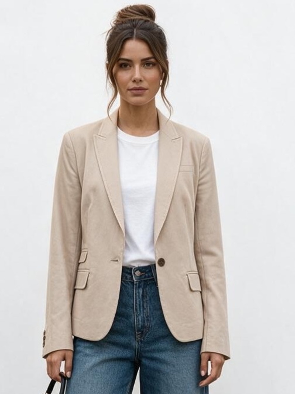 Banana Republic Tan Blazer Single Button Lined Notched Lapel size 12